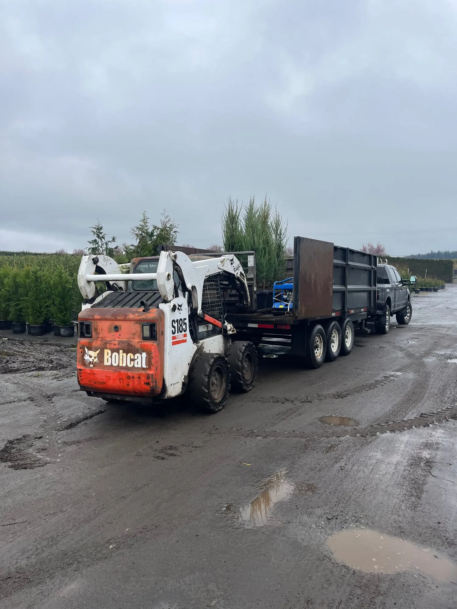 Plants and soil picked up and staged, timed to the build schedule.